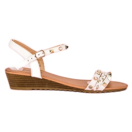 Renda Sandalias de cuña de moda blanco Renda Sandalias de cuña de moda blanco