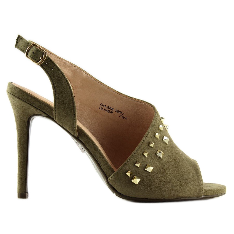Sandalias verde oliva con tacón asimétrico GH-268