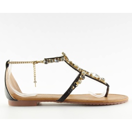 Chanclas con piedras negro D-6526 Negro
