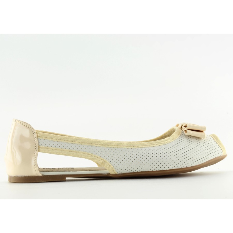 Bailarinas punta abierta blancas D314 BLANCO / L.BEIGE / L.BEIGE marrón
