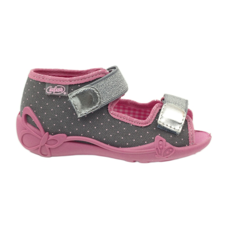 Sandalias babuchas con lunares Befado 242p082 gris rosado Sandalias babuchas con lunares Befado 242p082 gris rosado
