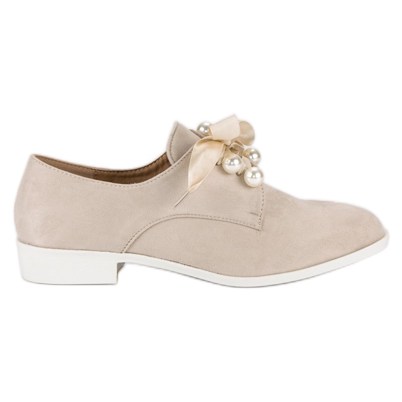 Tina&Co Zapatos brogue atados con perlas marrón