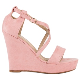 Sandalias cuña ante rosado