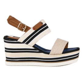 Sandalias cuña canalé marrón