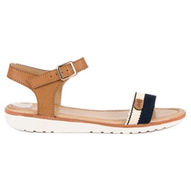 Laura Mode Sandalias planas textil marrón