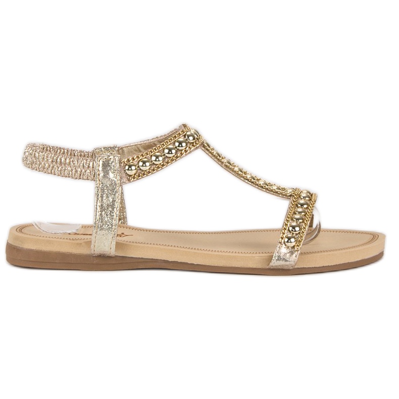 Queentina Sandalias planas con elástico amarillo