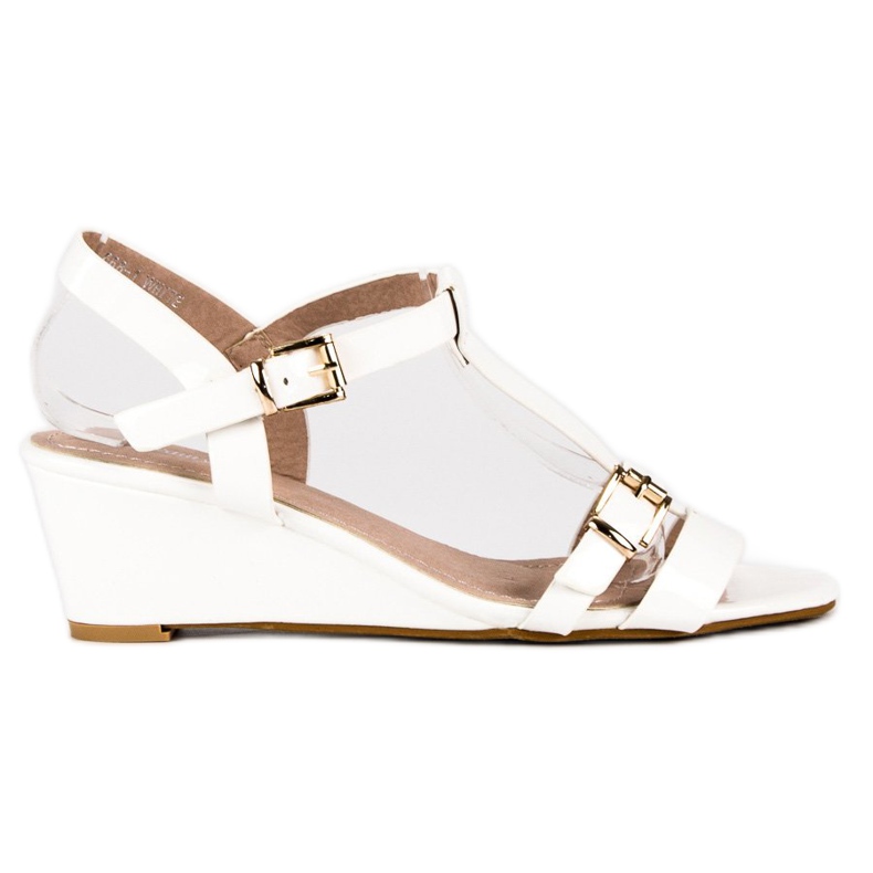 Beauty Girl'S Sandalias cuña lacada blanco