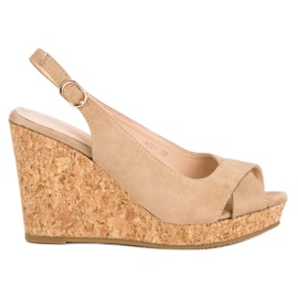 Super Mode Sandalias en un tacón de cuña de corcho marrón Super Mode Sandalias en un tacón de cuña de corcho marrón