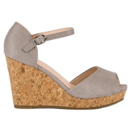 Super Me Sandalias en un tacón de cuña de corcho gris Super Me Sandalias en un tacón de cuña de corcho gris