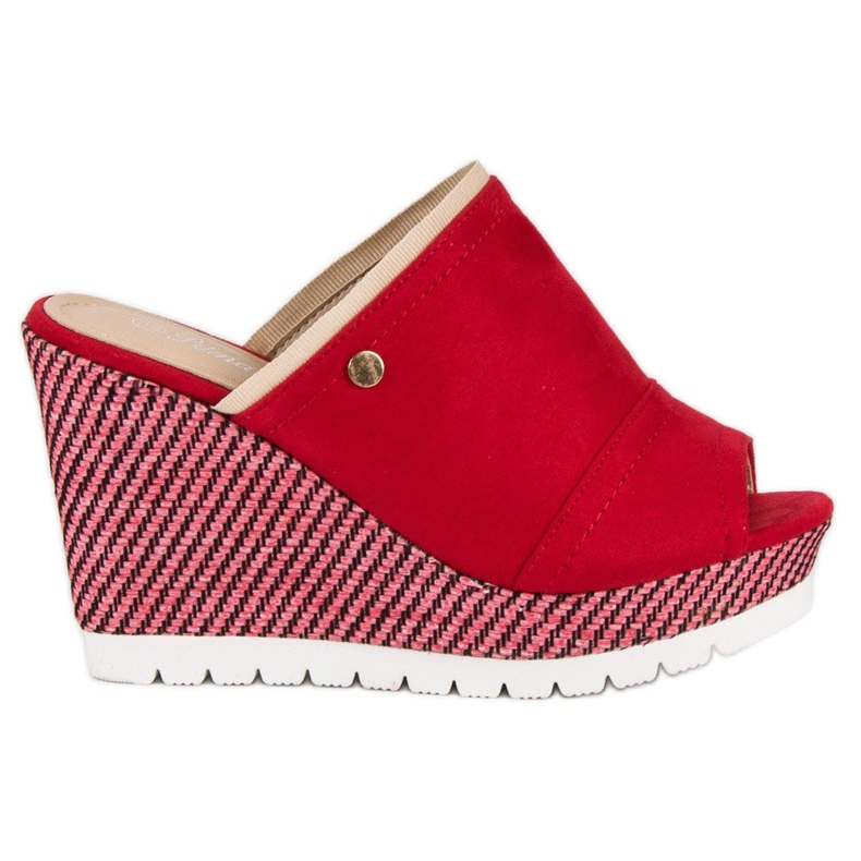 Primavera Sandalias cuña ante rojo