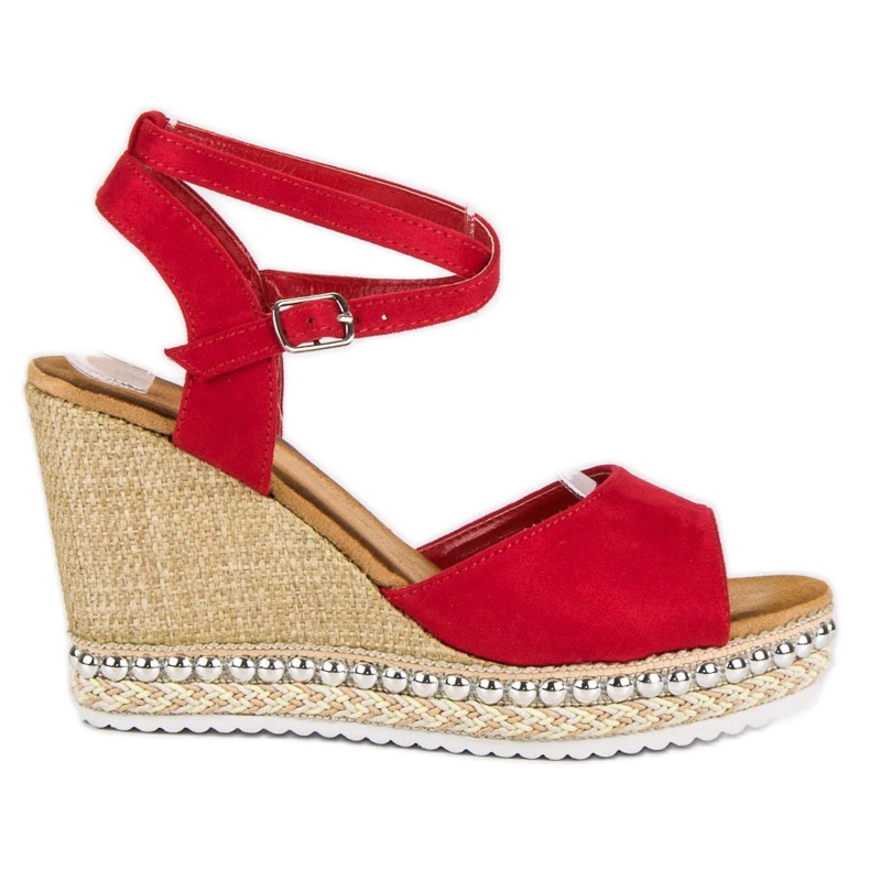 Best Shoes Sandalias de cuña rojo