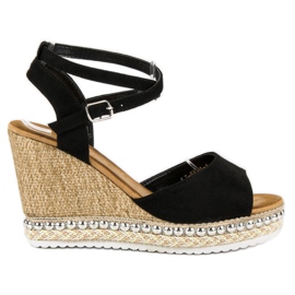 Best Shoes Sandalias de cuña negro