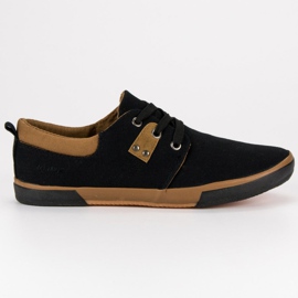 Zapatillas negras atadas negro marrón