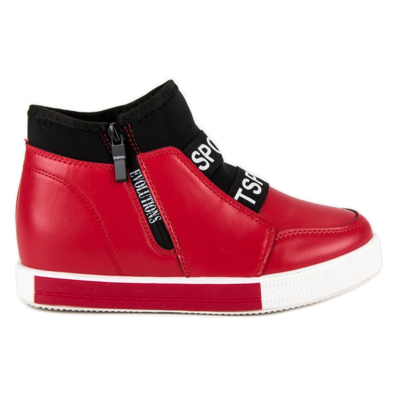 Zapatillas rojas con cremallera negro rojo
