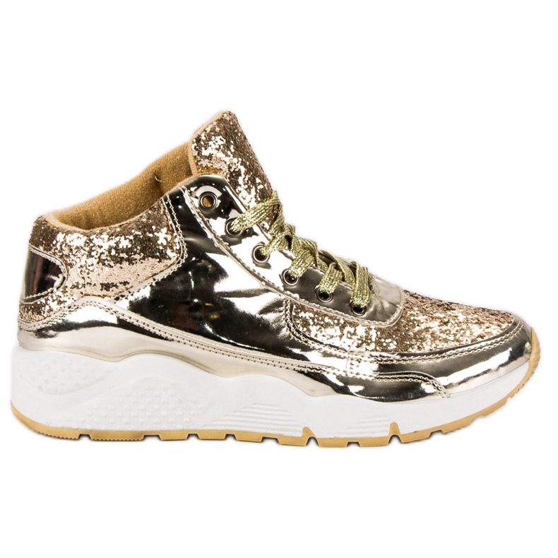 Zapatillas doradas con purpurina dorado
