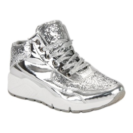 Deportivas plateadas con purpurina gris