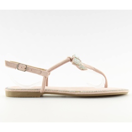 Sandalias beige y rosa 218-120