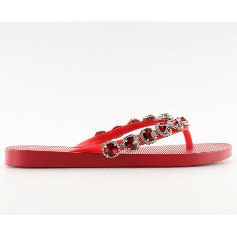 Chanclas elegantes con piedras rojas JH69 rojas rojo