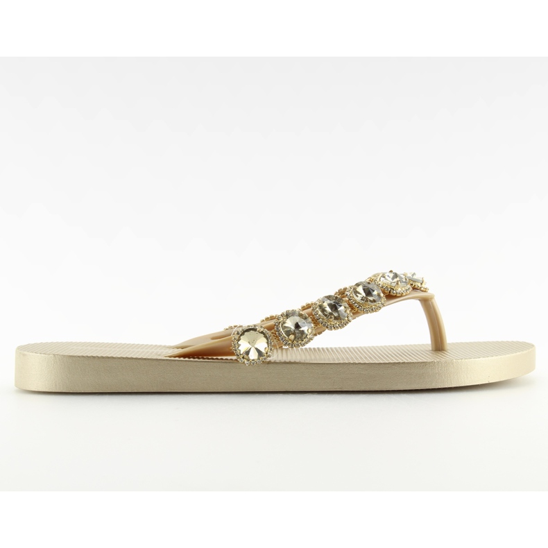 Chanclas elegantes con piedras doradas JH69 dorado