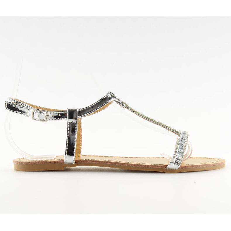 Sandalias plateadas con circonitas SY644 plata gris