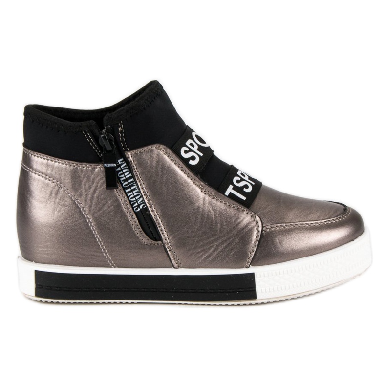 Zapatillas grafito con cremallera marrón gris Zapatillas grafito con cremallera marrón gris