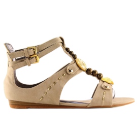 Sandalias mujer beige con piedras ZS3522 Beige