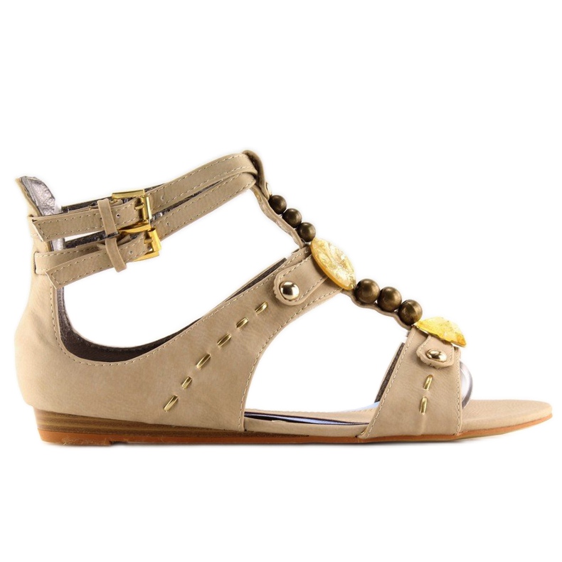 Sandalias mujer beige con piedras ZS3522 Beige