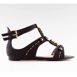Sandalias de mujer negras con piedras ZS3522 negro