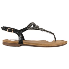 Comer Sandalias planas elegantes negro Comer Sandalias planas elegantes negro