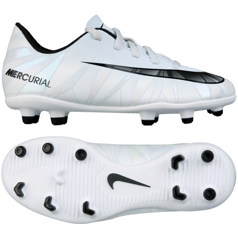 Nike Mercurial Vortex Iii CR7 Fg Jr 852494-401 zapatos de fútbol negro blanco
