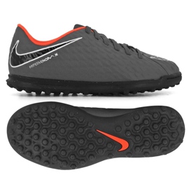Zapatillas de fútbol Nike Hypervenom PhantomX 3 Club Tf Jr AH7298-081 gris / plata, naranja, gris / plata gris