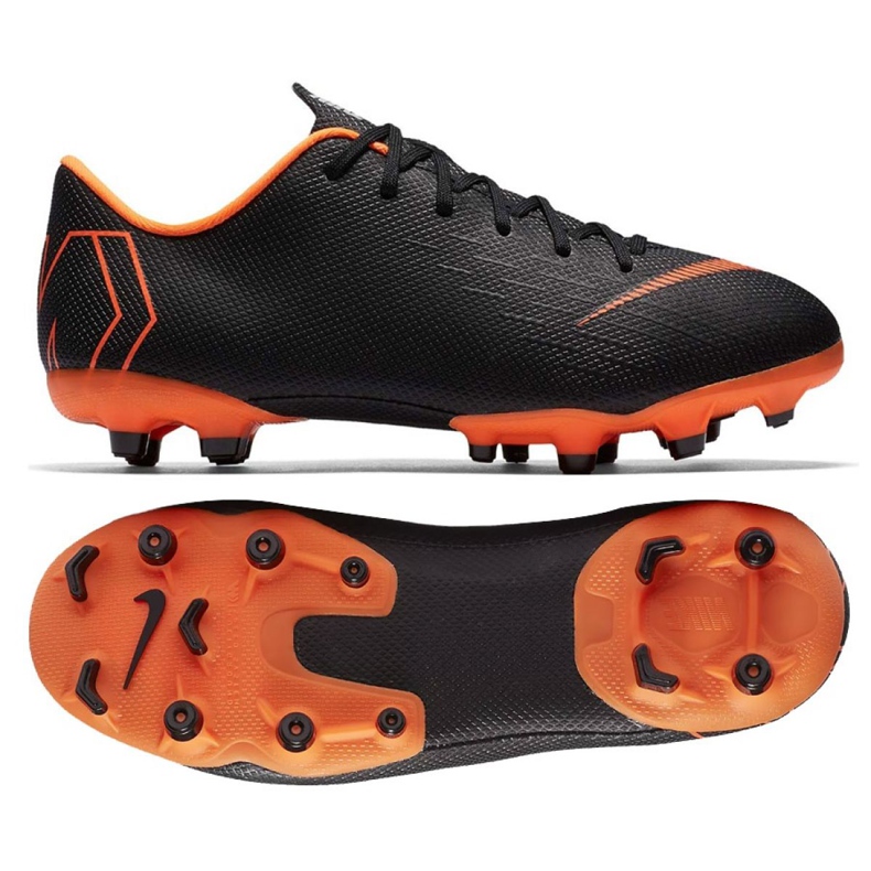 Nike Mercurial Vapor 12 Academy Gs Mg Jr AH7347-081 zapatos de fútbol negro negro