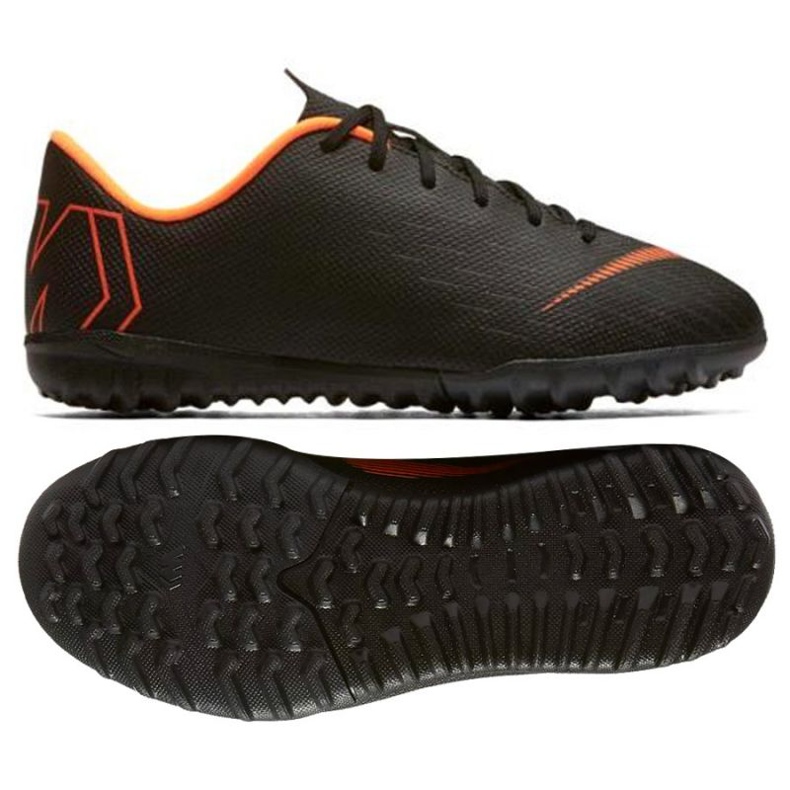 Nike Mercurial VaporX 12 Academy Gs Tf Jr AH7342-081 zapatos de fútbol negro negro