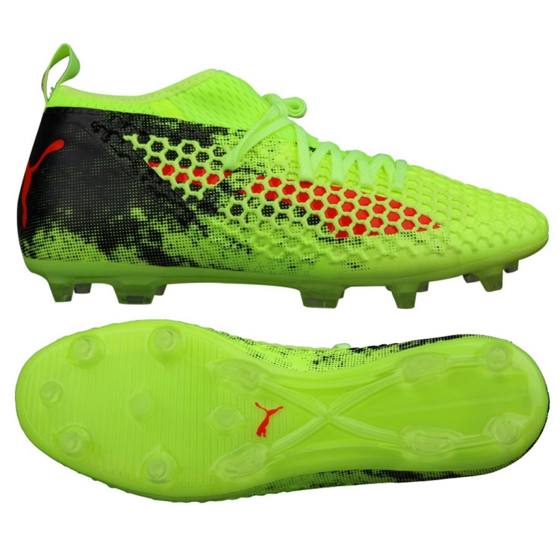 Puma Future 18.2 Netfit Fg Ag Fizzy M 104321 01 botas de fútbol verde verde Puma Future 18.2 Netfit Fg Ag Fizzy M 104321 01 botas de fútbol verde verde