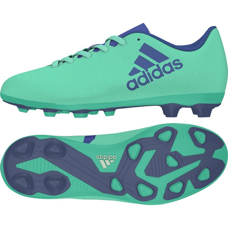 Botas de fútbol Adidas X 17.4 FxG Jr CP9014 azul verde Botas de fútbol Adidas X 17.4 FxG Jr CP9014 azul verde