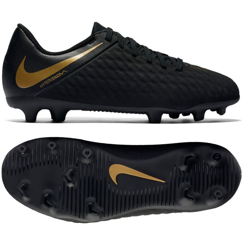 Botas de fútbol Nike Hypervenom Phantom 3Club Fg Jr AJ4146-090 negro negro