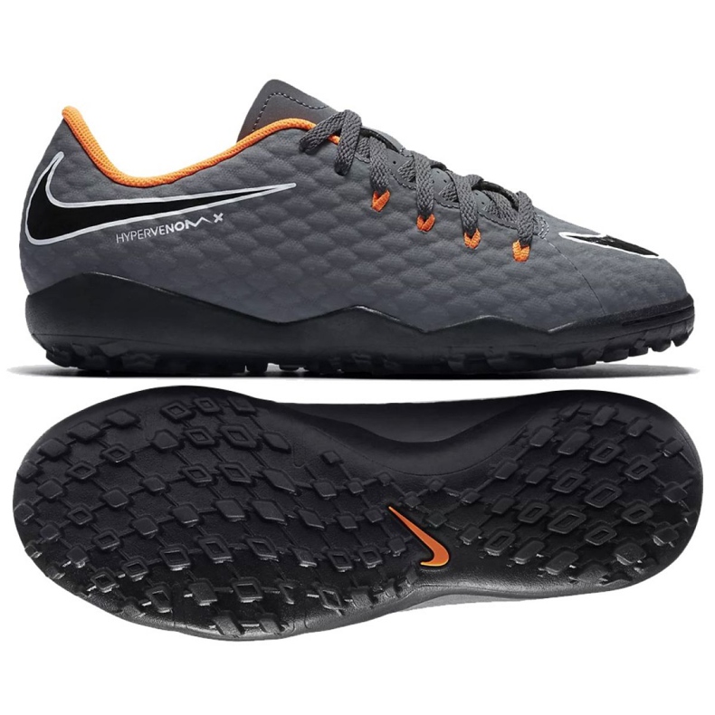 Nike Hypervenom PhantomX 3 Academy Tf Jr AH7294-081-S zapatos de fútbol gris gris