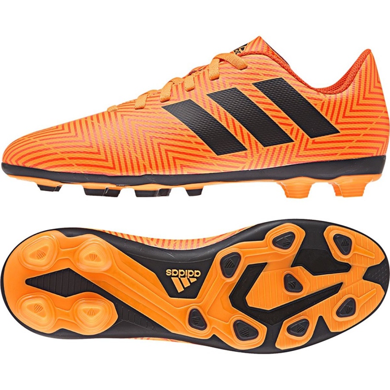 Las botas de fútbol adidas Nemeziz 18.4 FxG Jr DB2355 multicolor naranja