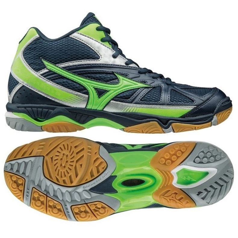 Zapatillas de voleibol Mizuno Wave Hurricane 2 Mid M V1GA164536 azul marino azul marino