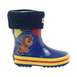American Club Botas de goma americanas con un calcetín para exhibición. rojo azul amarillo