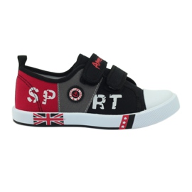 American Club Zapatillas de deporte para niños con la bandera americana Velcro negro blanco gris rojo
