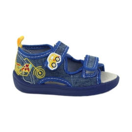 American Club Sandalias americanas zapatos infantiles plantilla piel azul amarillo