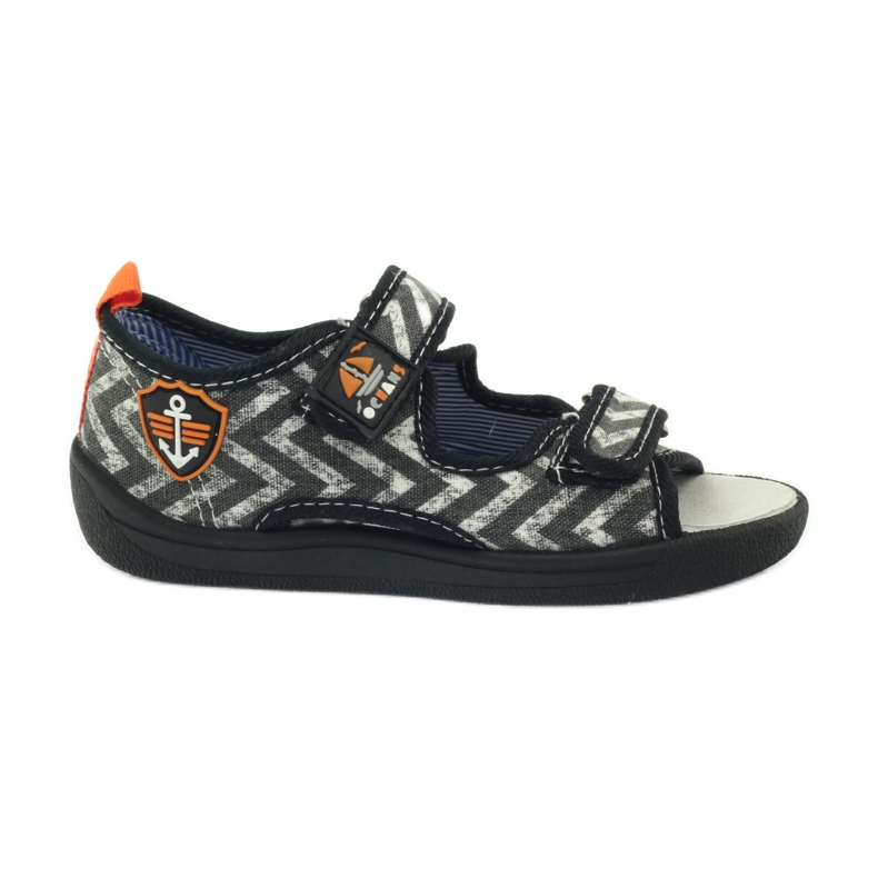 American Club Sandalias americanas zapatos infantiles plantilla piel negro naranja gris