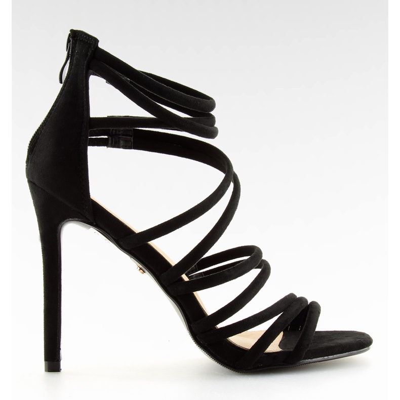 Negro LE039 sandalias negras de tacón alto