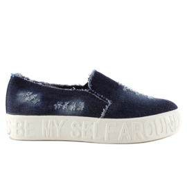 Suela de mezclilla sin cordones con inscripciones Z-4 Navy azul marino