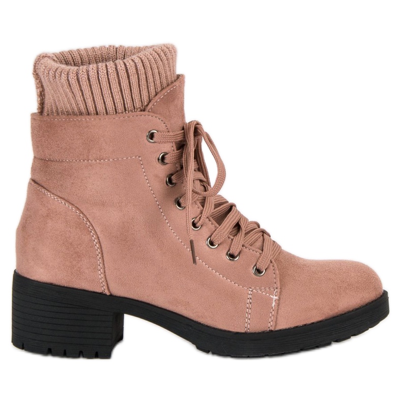 Seastar Botines rosas con cordones rosado