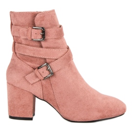 Seastar Botas de ante de tacón alto rosado