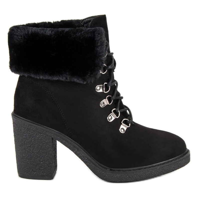 Seastar Botines con cordones y piel negro Seastar Botines con cordones y piel negro