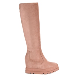 Seastar Botas de cuña de ante rosa