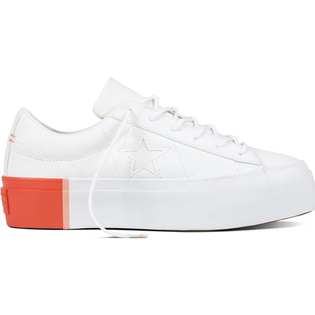 Converse 559904 One Star Platform Colorblock White Bright Poppy blanco